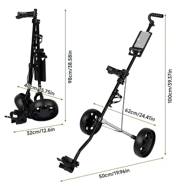 Kompakt faltbarer 2-Rad golftrolley voor Transport en opbergen