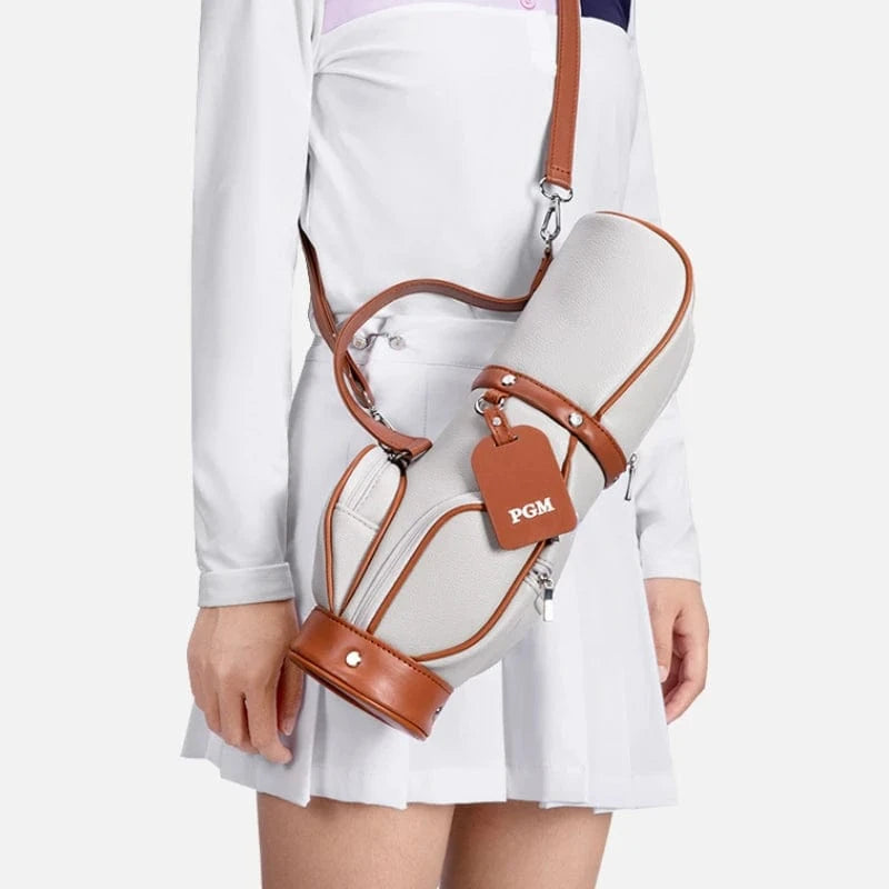 Brun crossbody-golfväska i mini-golfbagdesign