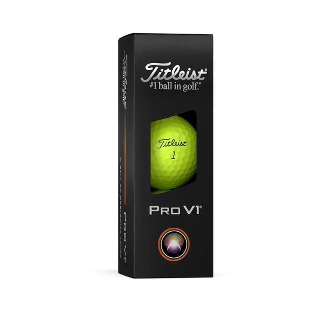 Titleist Pro V1 Golfball – Golfball mit weichem Gefühl & hohem Spin - sleeve gelb