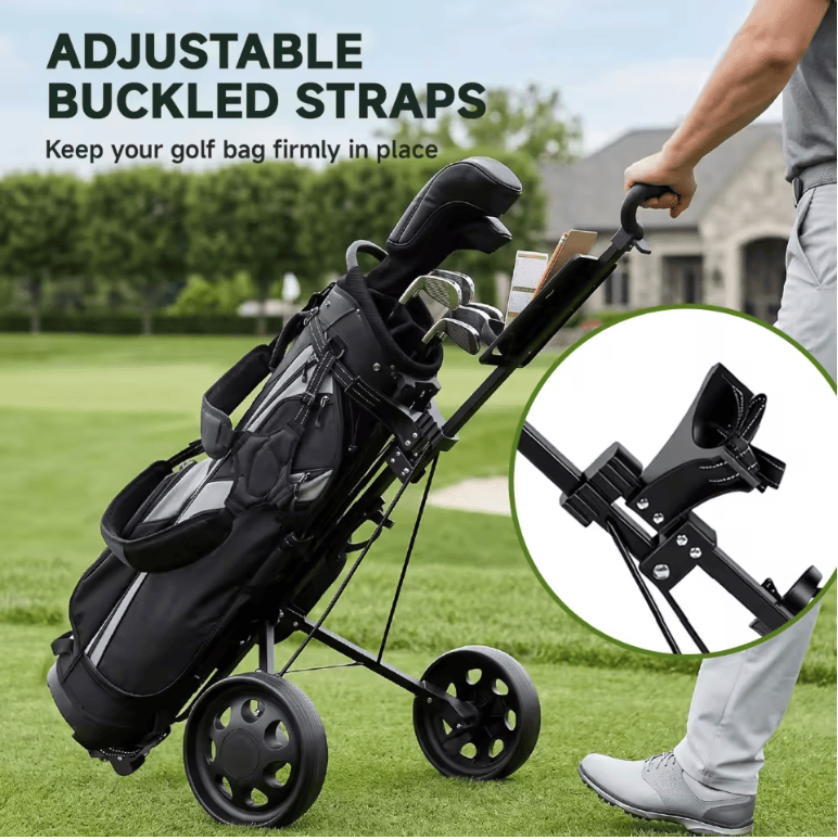 golftrolley met Multifunktionspanel voor golfballen, Scorekarte en Stift