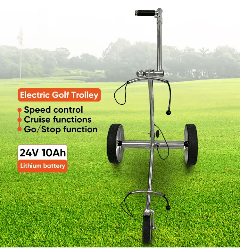 Elektrischer Golf Trolley aus Edelstahl mit Kippstabilisierungsrad