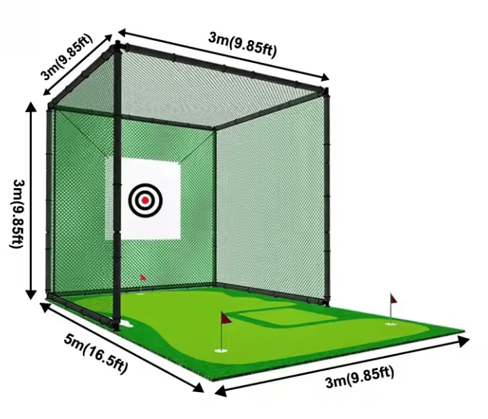 Großes Golf Trainingsnetz mit Schutznetzen und Zielscheibentuch