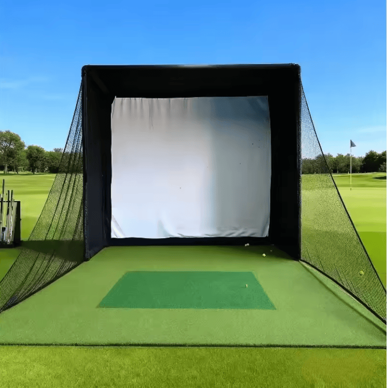 Golf Simulator Gehäuse-Komplettset 3,05 × 2,44 m mit Rahmen und HD-Aufprallbildschirm