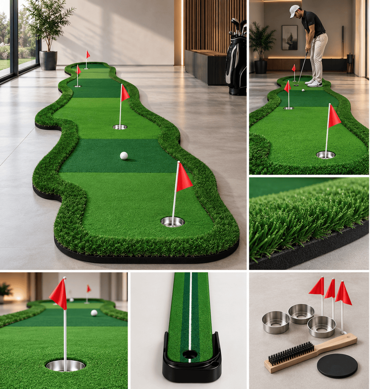 Professional Multi-Speed Putting Green 1 × 4 m für Putting Training zuhause