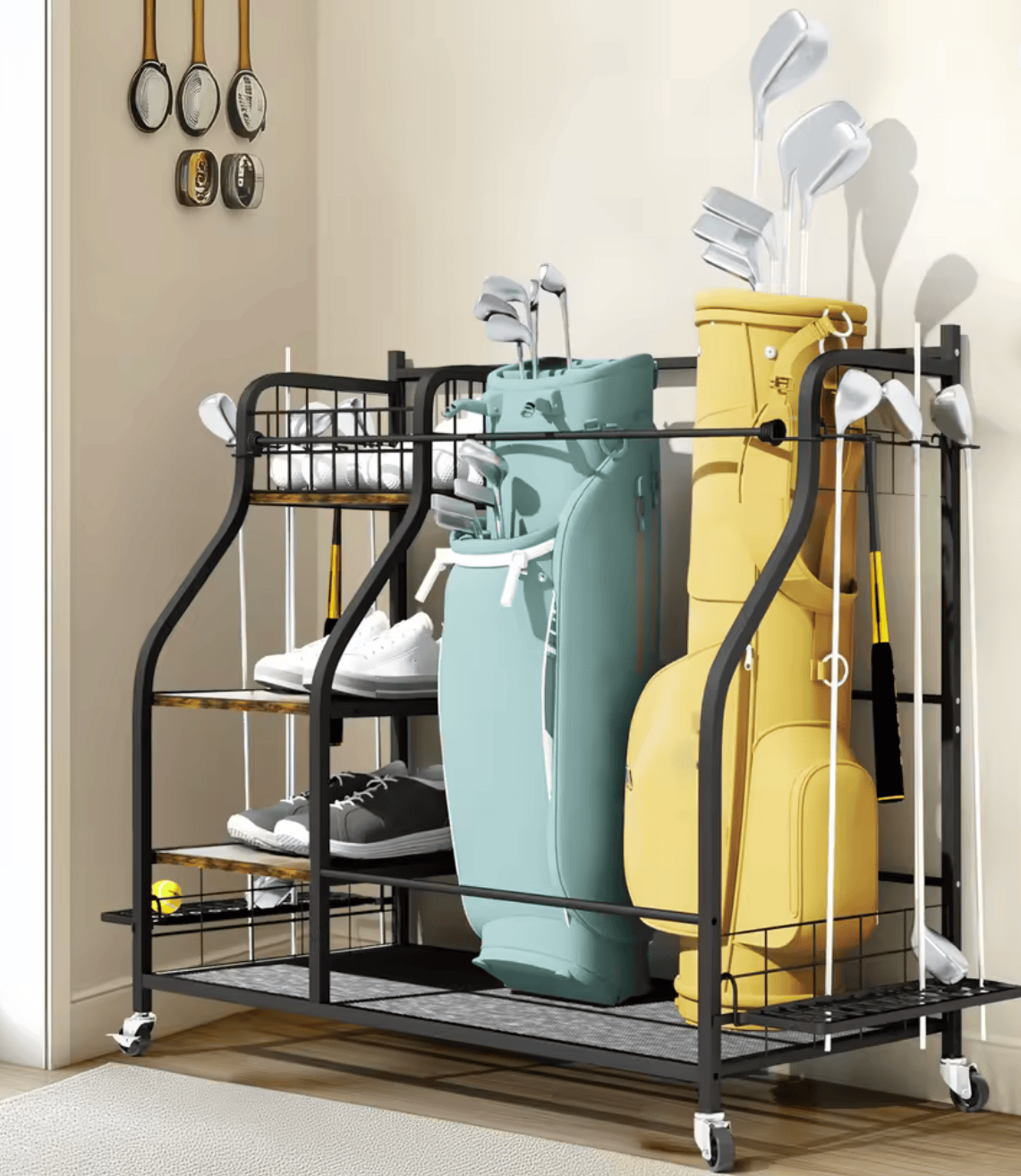 Golfbag Ständer Seitenansicht – stabiler Organizer für Golftasche und Golfschläger