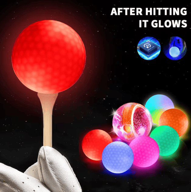 Aufprallaktivierter roter LED-Golfball auf Tee
